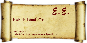 Eck Elemér névjegykártya